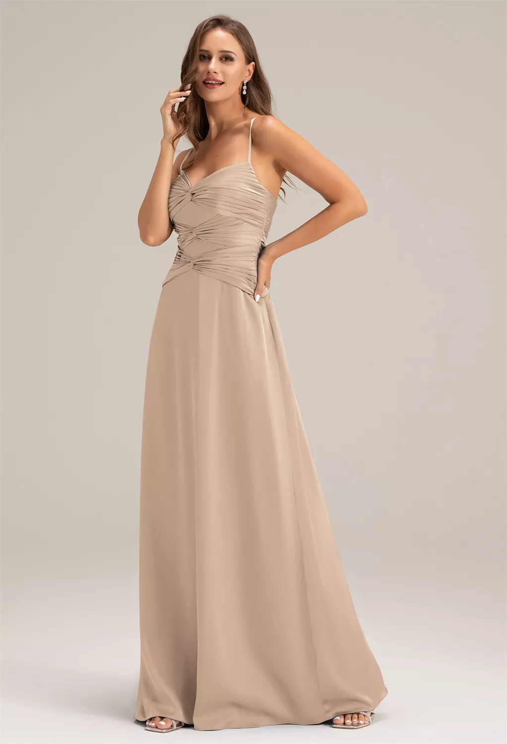 AW Selma Taupe  Cocktail Wedding Guest Dresses